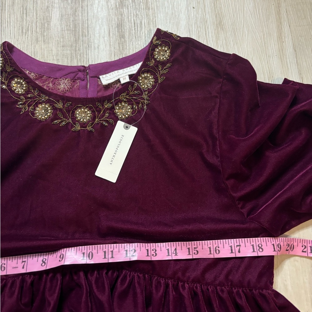 NWT Anthropologie Mayelle Velvet Babydoll Blouse Kavita Bhartia Medium - Picture 9 of 14